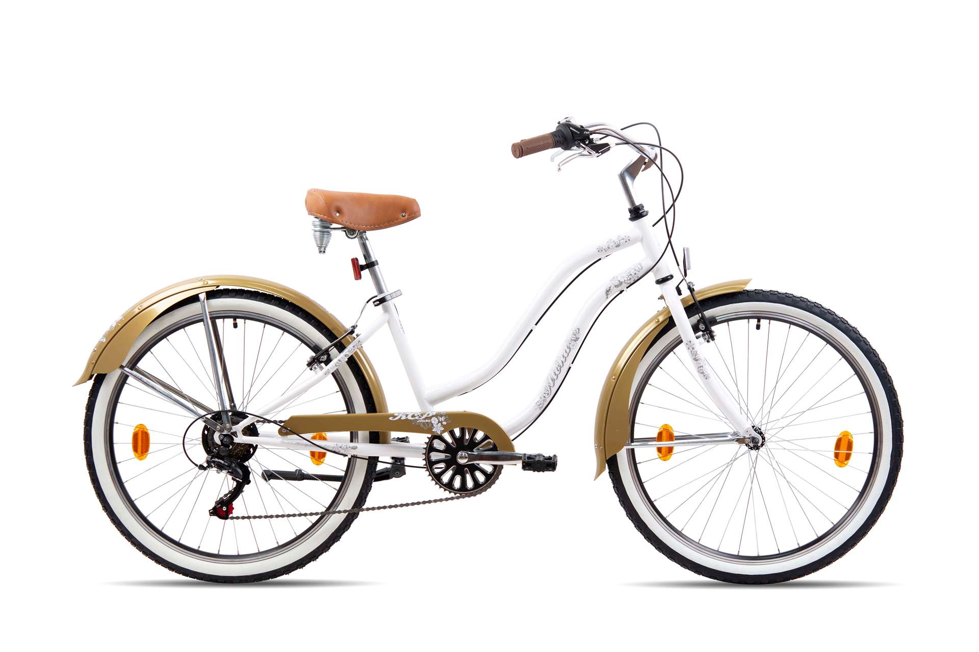 Дамски градски велосипед KCP Beach Cruiser Aloha 2.0 26'', бял/златист