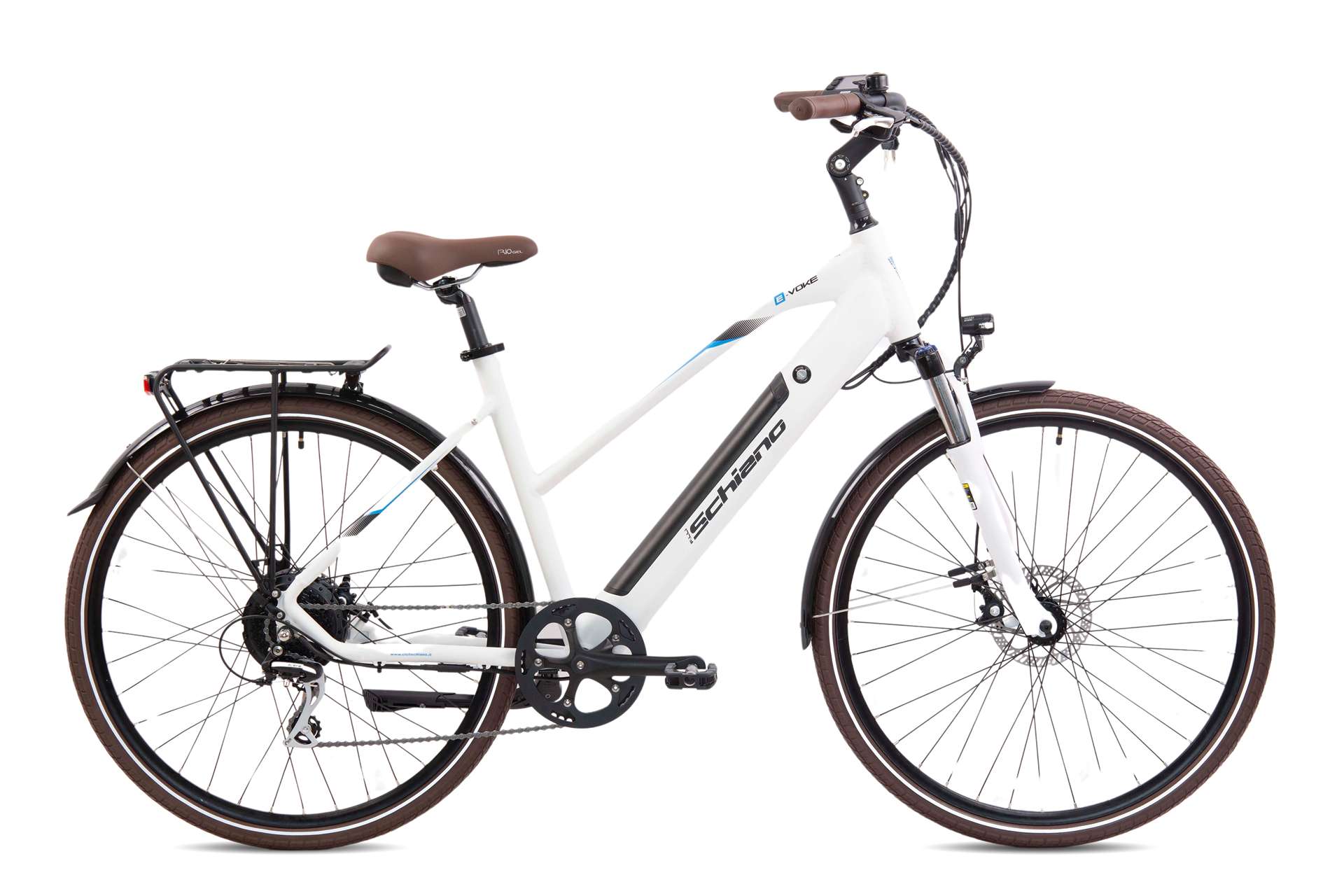 Електрически дамски трекинг велосипед Schiano E-Voke 28'' 417.6Wh бял