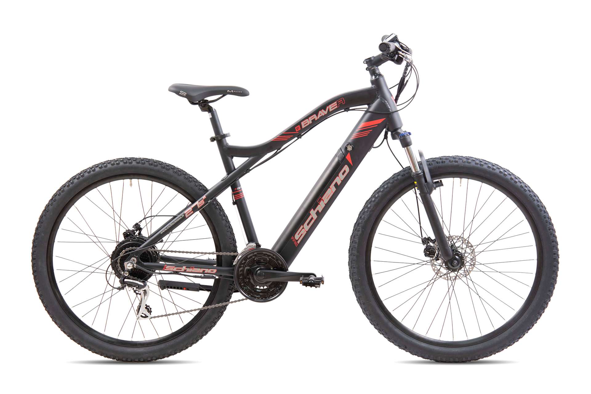 Електрически планински велосипед Schiano Braver 27.5'' 417.6Wh черен/червен