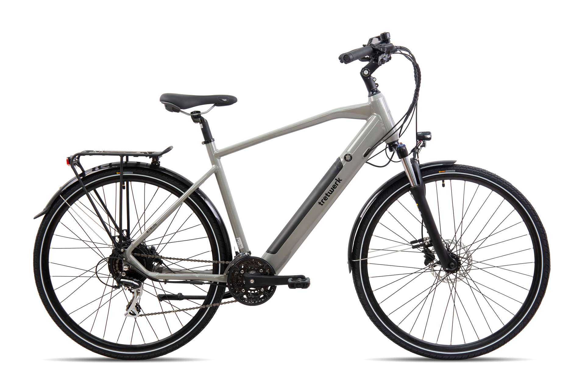Електрически мъжки трекинг велосипед Tretwerk Bronx 5.0 28'' 417.6Wh сив